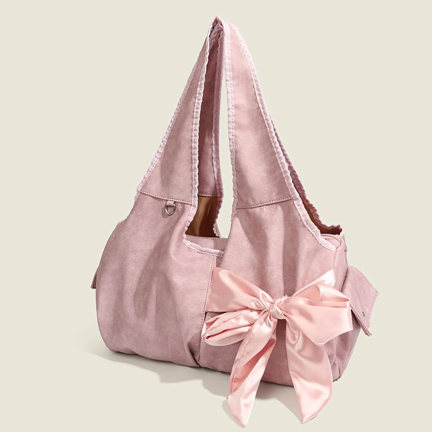 Bow Embellished Large-capacity Tote Shoulder Bag