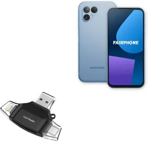 BoxWave Smart Gadget Compatible with Murena Fairphone 5 - AllReader SD Card Reader, microSD Card Reader SD Compact USB - Jet Black