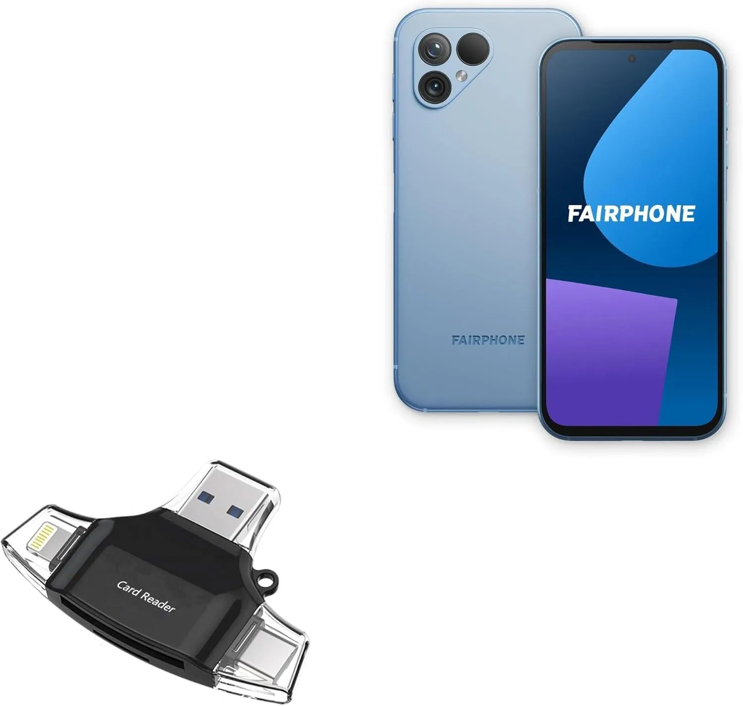 BoxWave Smart Gadget Compatible with Murena Fairphone 5 - AllReader SD Card Reader, microSD Card Reader SD Compact USB - Jet Black