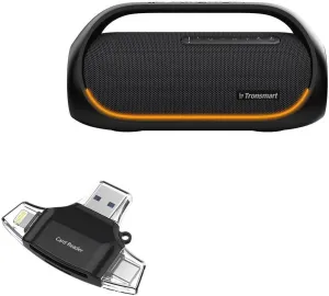 BoxWave Smart Gadget Compatible with Tronsmart Bang Outdoor Party Speaker - AllReader SD Card Reader, microSD Card Reader SD Compact USB - Jet Black