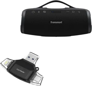 BoxWave Smart Gadget Compatible with Tronsmart Mirtune S100 Portable Outdoor Speaker - AllReader SD Card Reader, microSD Card Reader SD Compact USB - Jet Black
