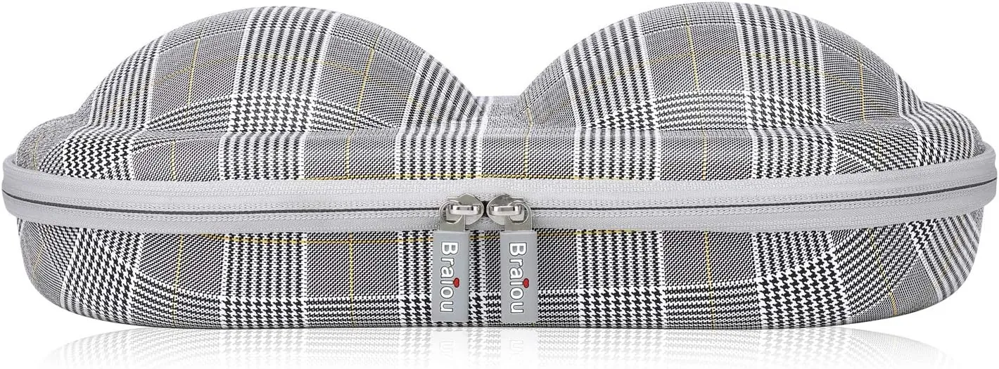 Bra Case Premium Lingerie Travel Bag Zip Underwear Organizer Bag for A-C Cup (Swallow Gird, Yellow)