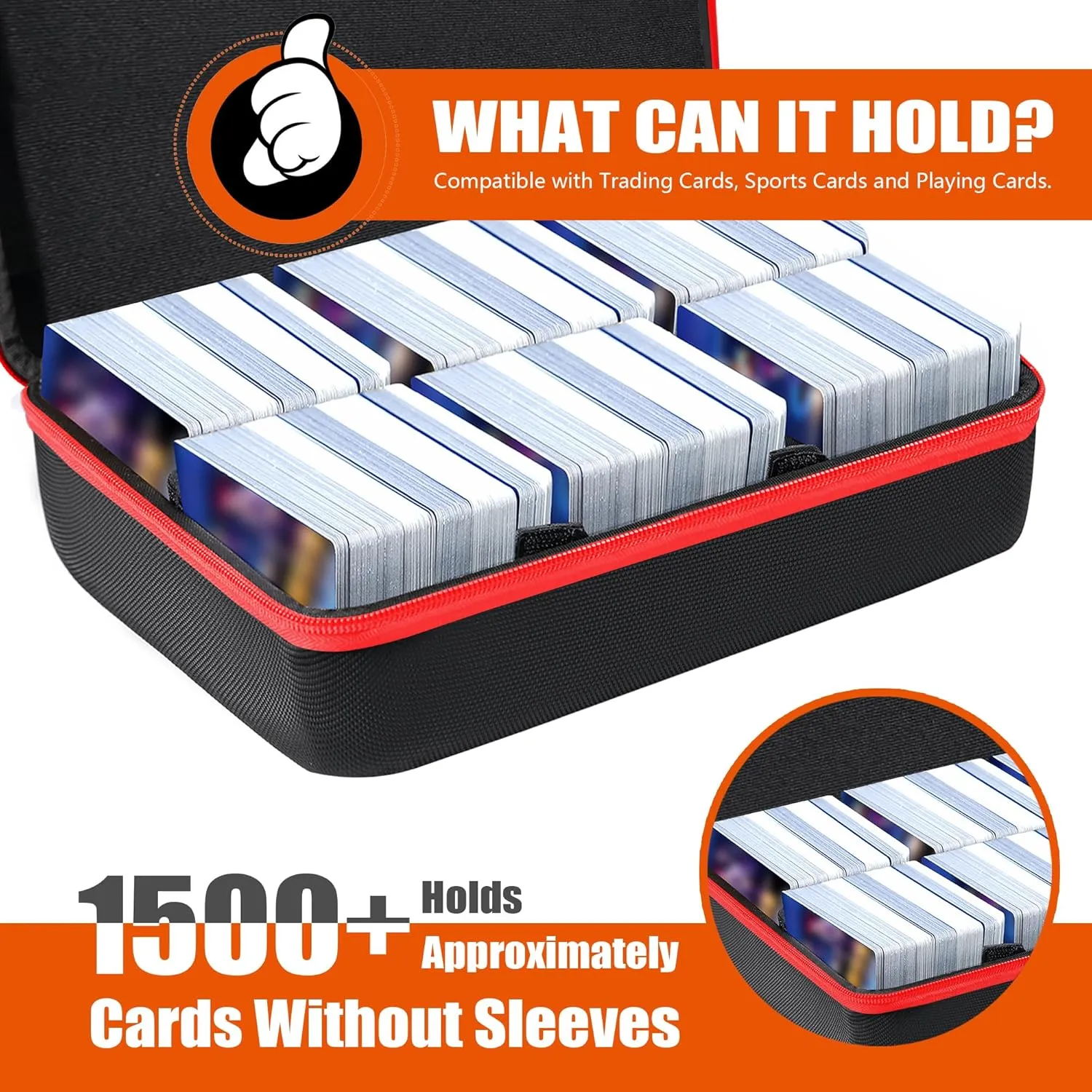 Brappo 1000  Playing Card Case Compatible with Cards Against Humanity,TCG Trading Cards,Phase 10 Cards,Magic The Gathering Cards,Sport Cards &All Standard Size Cards.(Case only) (red)