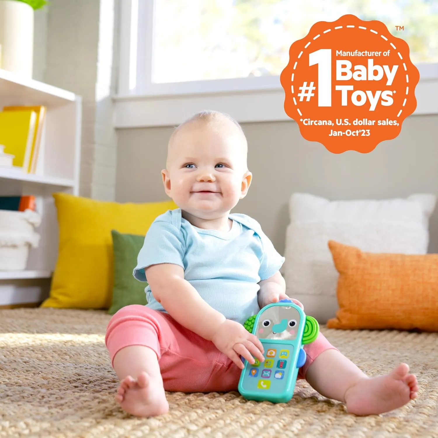 Bright Starts Elephone Baby Phone Toy for Mini-Me Fun with Music and 20  Sound Effects, 6 Months & Up