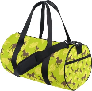 Brown Horses Duffel Bag,Canvas Travel Bag for Gym Sports and Overnight