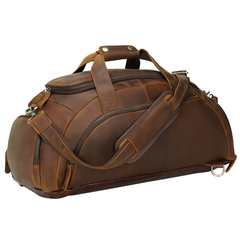 ﻿Brown Trove Leather Duffel Bag