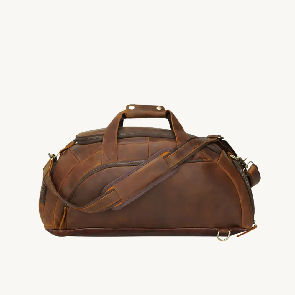 ﻿Brown Trove Leather Duffel Bag