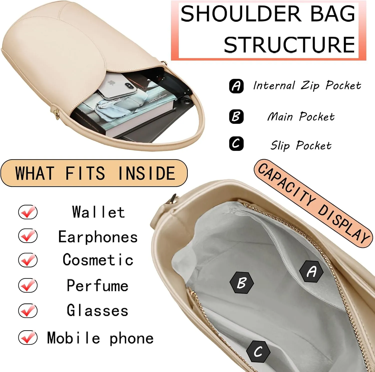 Bucket Bag for Women Vegan Leather Handbags with Removable Strap Small Shoulder Purse Crossbody Totes Bags