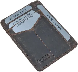 Buffalo Leather Minimalist Slim Credit Card Holder with 6 Card Slots, ID Space and Money Section - Stylish and Durable for Everyday Carry - Vintage Design