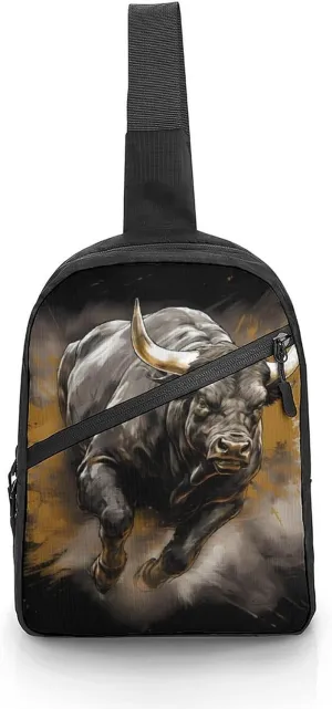 Bull Painting Bullfight Sling Bag for Men Women Lightweight Crossbody Backpack Shoulder Bag for Sports And Outdoor