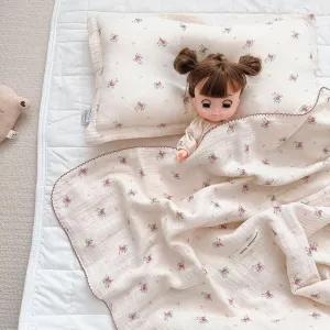 BuLuTu Toddler Blanket Muslin Cotton Baby Blanket Soft Nursery Bed Blankets Shabby Chic Crib Blanket Baby Boys Girls Swaddle Blankets,4-Layer Large Cotton Quilt Blankets,Berry Pattern,47"x51"
