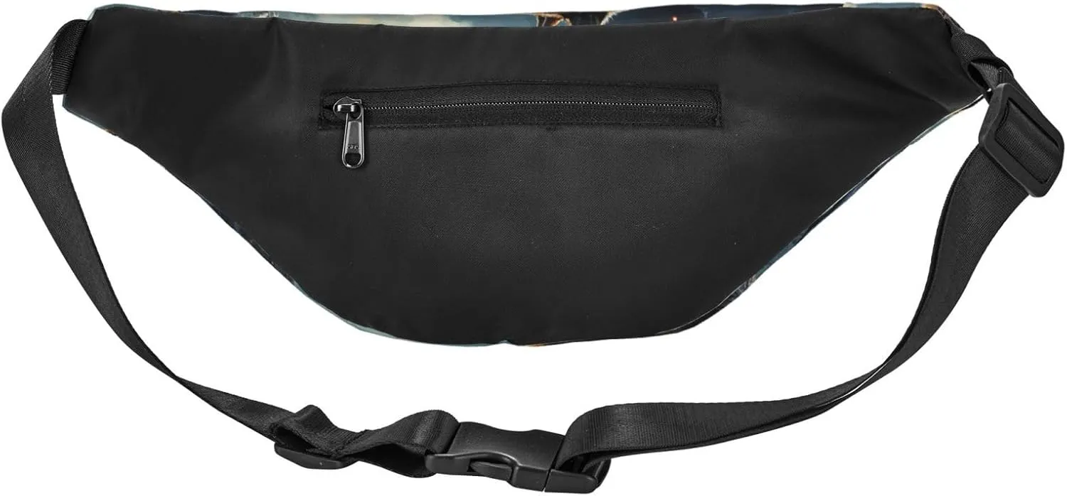 Bumbag Fanny Pack for Women Men Waist Pack Fashion Bum Bag Tiger Pattern Waist Bag for Sport Hiking Travel, Two Wolves, One Size