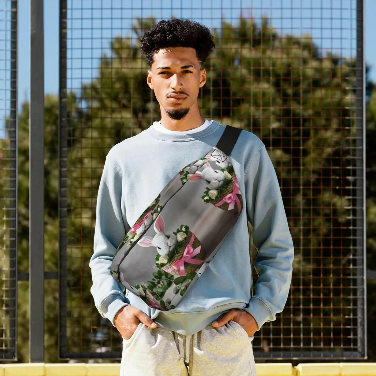 Bunny Rosette Multi-Purpose Fanny Pack and Crossbody Bag - High Capacity with Zipper Pockets, Ideal for Men and Women