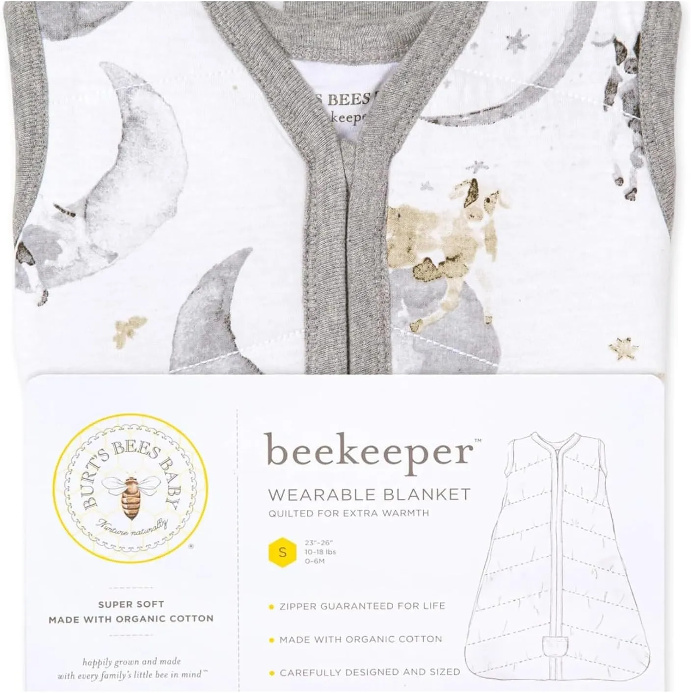 Burt's Bees Baby Beekeeper Wearable Blanket, Organic Cotton Swaddle 0.5 or 1.5 TOG, Newborn Essentials Shower Gift
