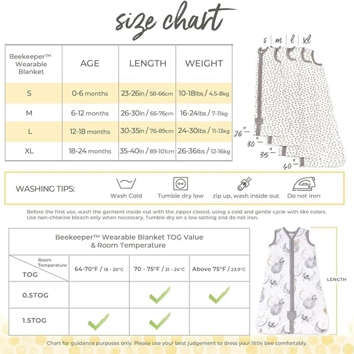 Burt's Bees Baby Beekeeper Wearable Blanket, Organic Cotton Swaddle 0.5 or 1.5 TOG, Newborn Essentials Shower Gift