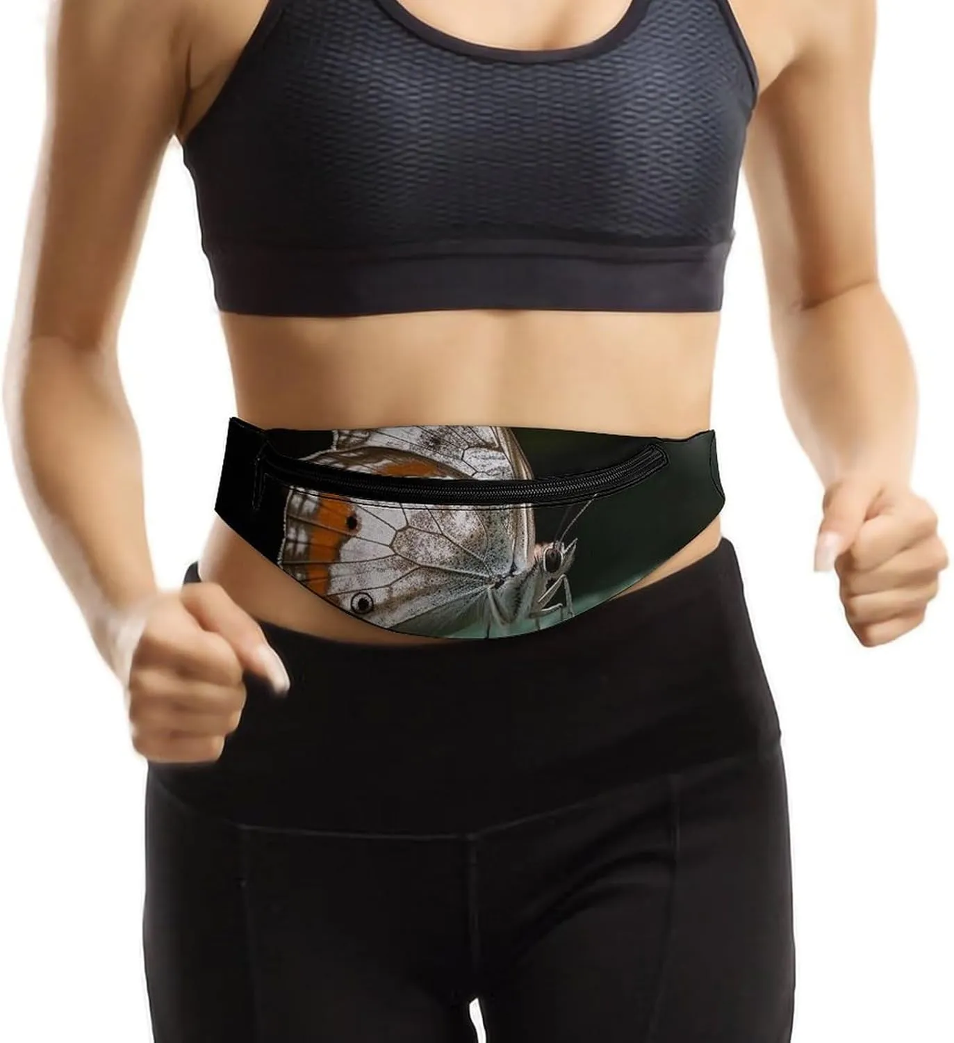 Butterfly on Green Plant Fanny Pack for Women Men Waist Bag Waterproof Belt Bag with Adjustable Strap