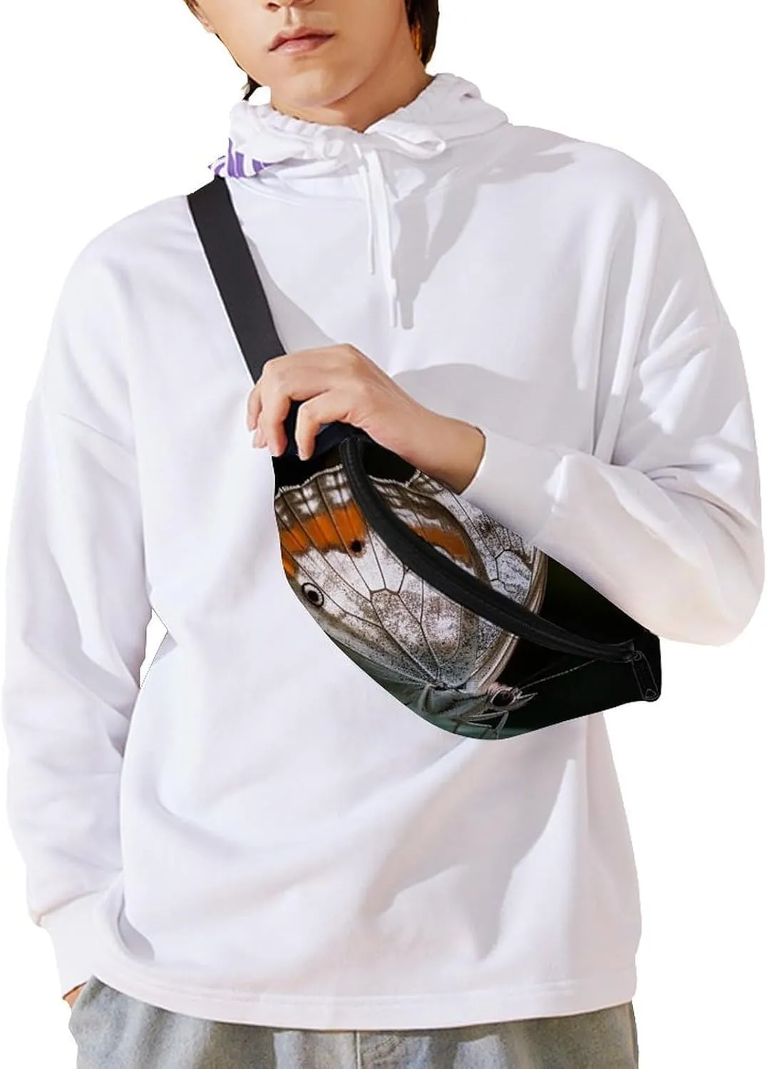 Butterfly on Green Plant Fanny Pack for Women Men Waist Bag Waterproof Belt Bag with Adjustable Strap