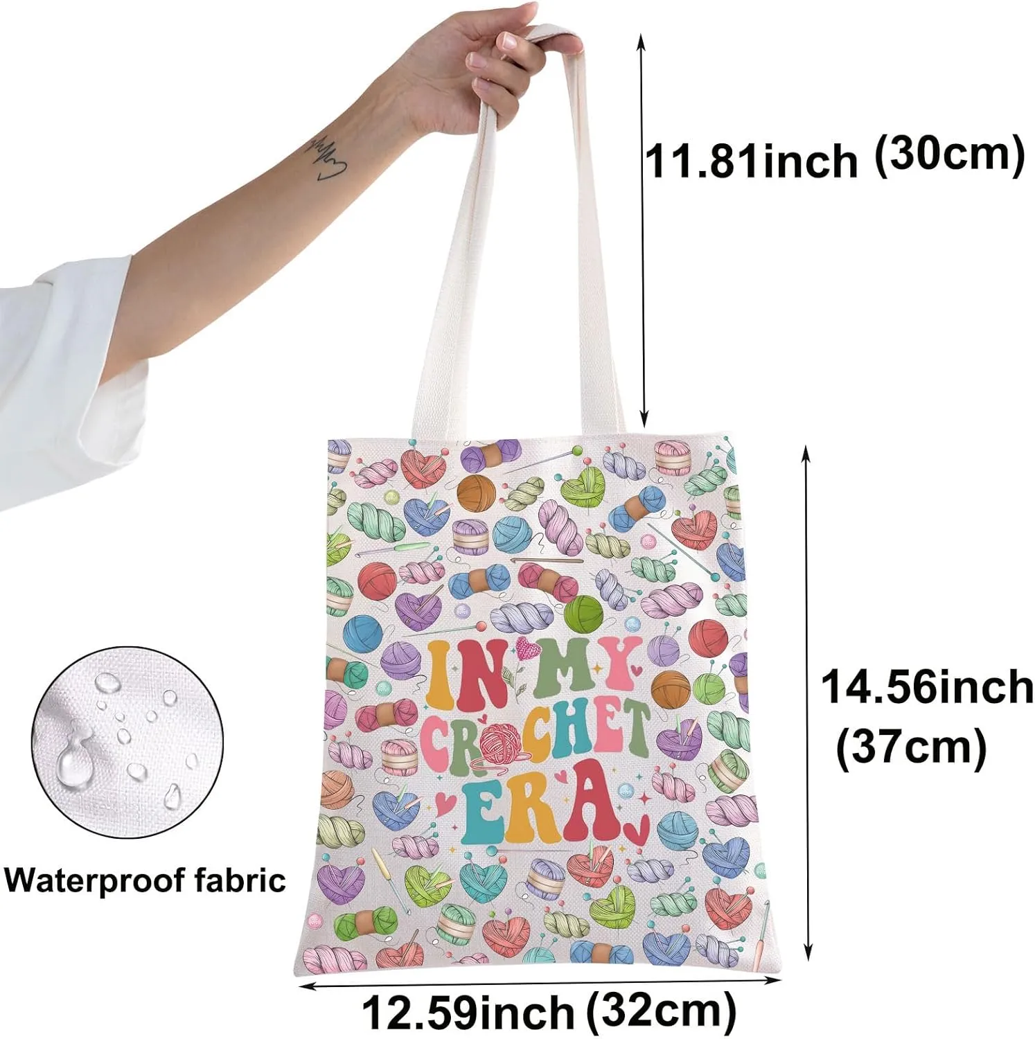BWWKTOP Crochet Tote Bag - Crochet Lover Gift 'In My Crochet Era' Canvas Shoulder Bag for Knitting (CROCHET ERA)