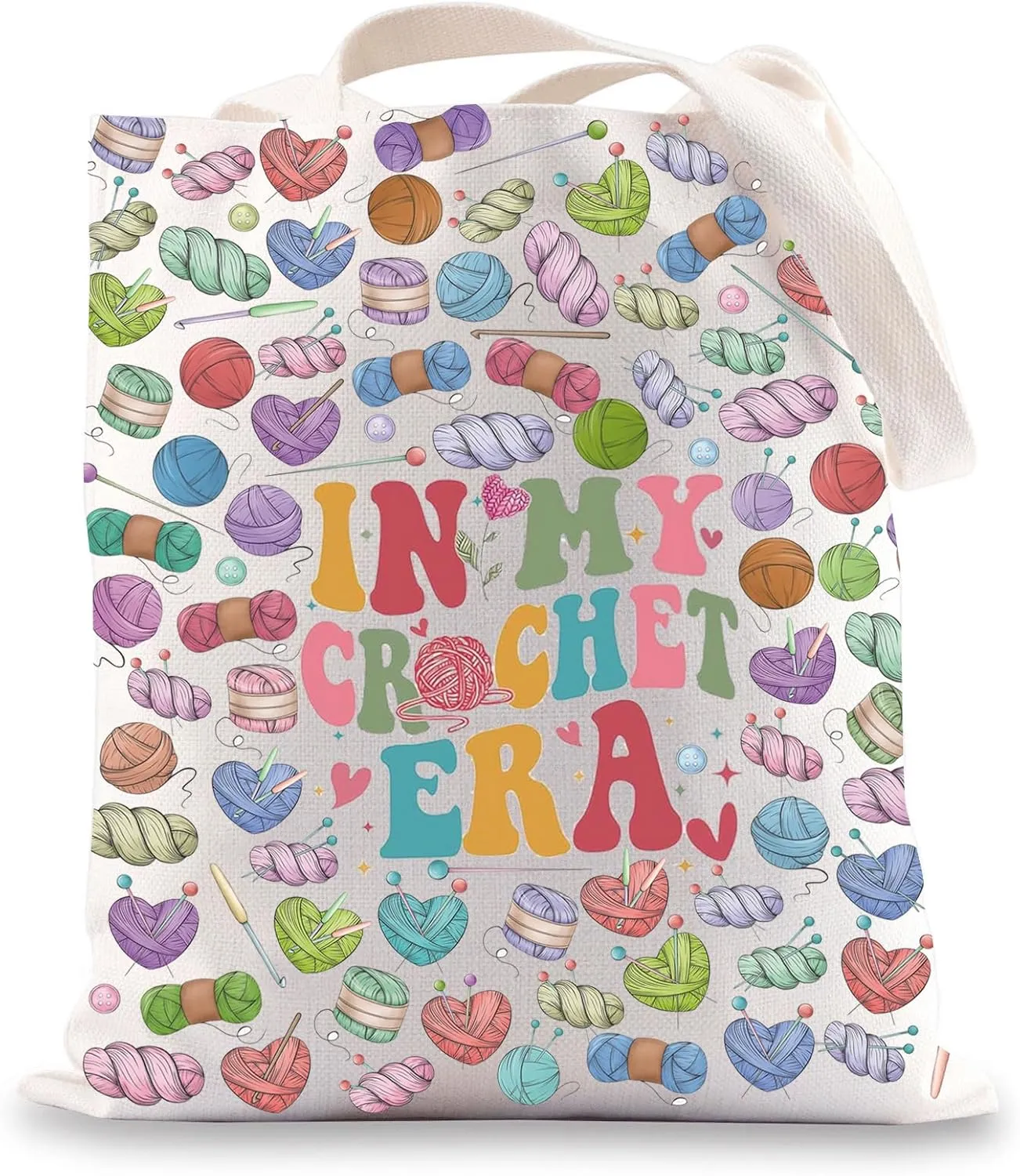 BWWKTOP Crochet Tote Bag - Crochet Lover Gift 'In My Crochet Era' Canvas Shoulder Bag for Knitting (CROCHET ERA)