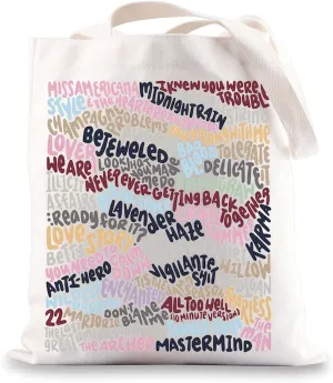 BWWKTOP Singer Album Canvas Tote Bag Concert Gifts Song Lyrics Shoulder Bag Merchandise