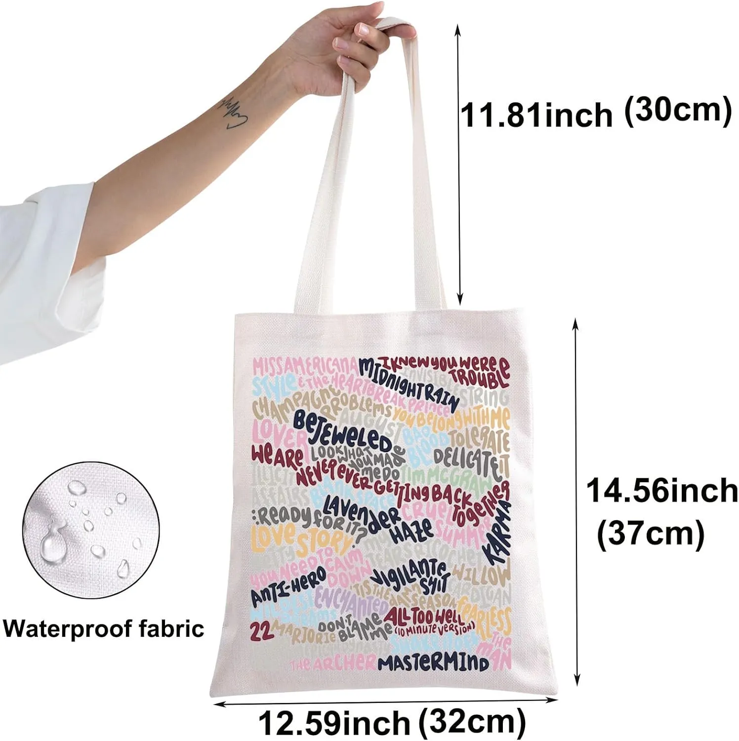 BWWKTOP Singer Album Canvas Tote Bag Concert Gifts Song Lyrics Shoulder Bag Merchandise