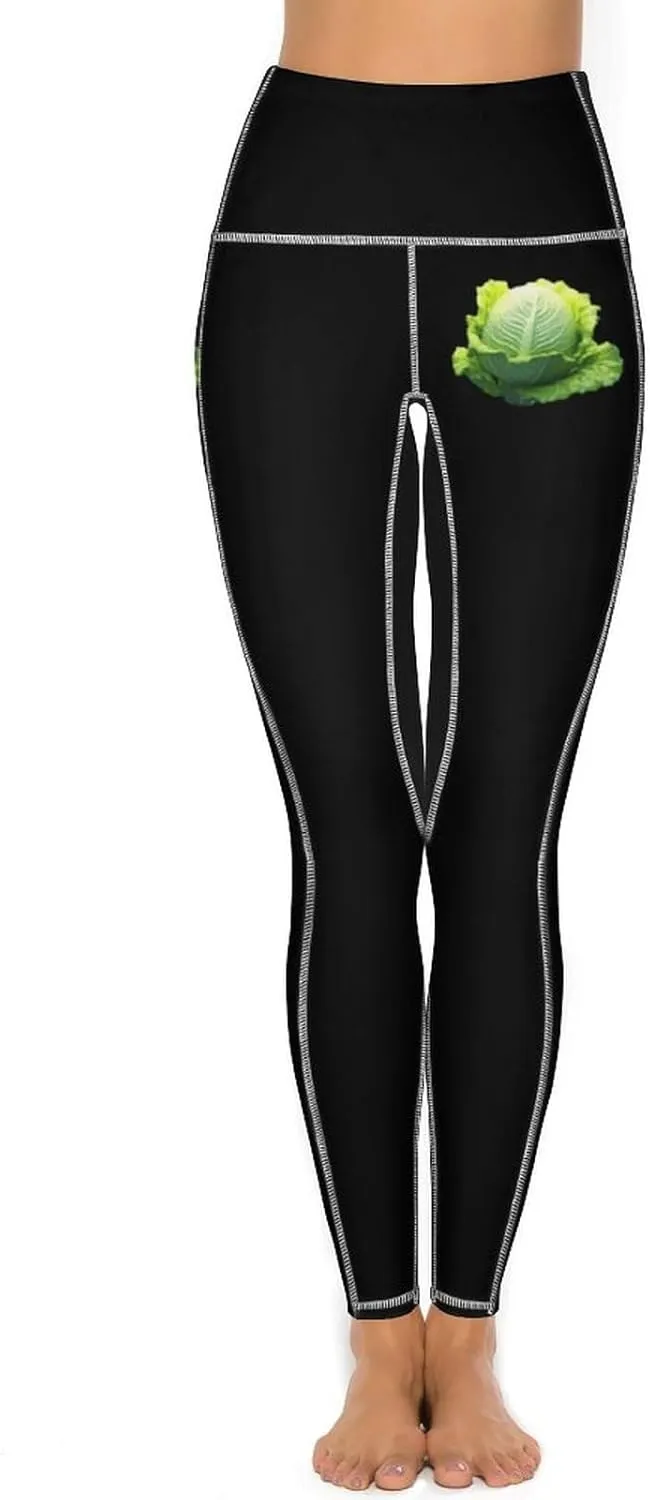 Cabbage Leggings for Women High Waisted Yoga Pants Workout Athletic Running Pants