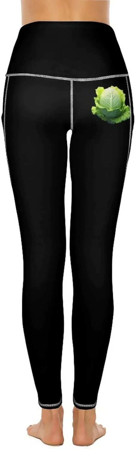 Cabbage Leggings for Women High Waisted Yoga Pants Workout Athletic Running Pants