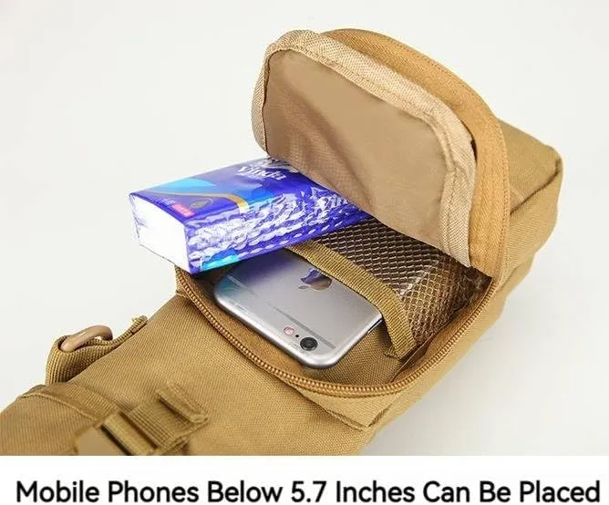Camping And Cycling Outdoor Waist Pack Water Kettle Bag Hanging Bag Crossbody Belt Bag Multifunctional Shoulder Bag (Soil color)