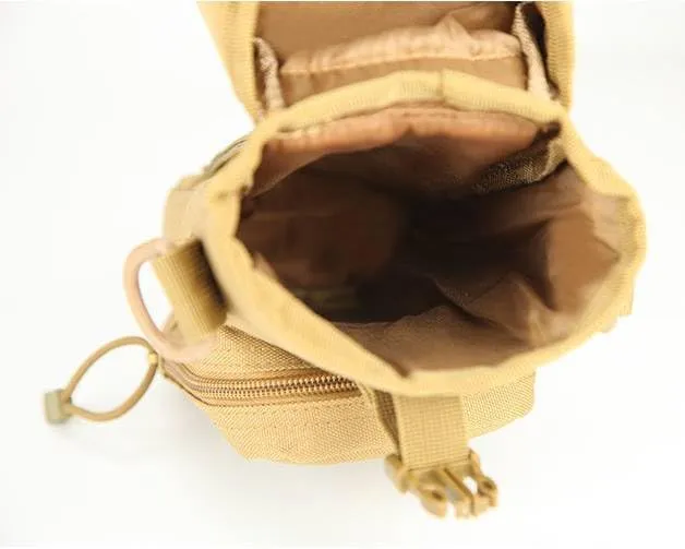 Camping And Cycling Outdoor Waist Pack Water Kettle Bag Hanging Bag Crossbody Belt Bag Multifunctional Shoulder Bag (Soil color)