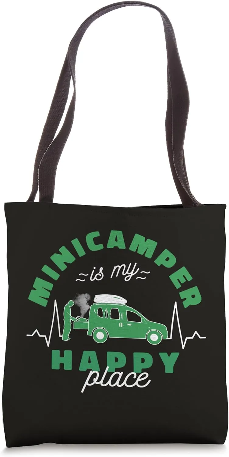 Camping-Camper Microcamper Travel-Caravan Happy Minicamper Tote Bag
