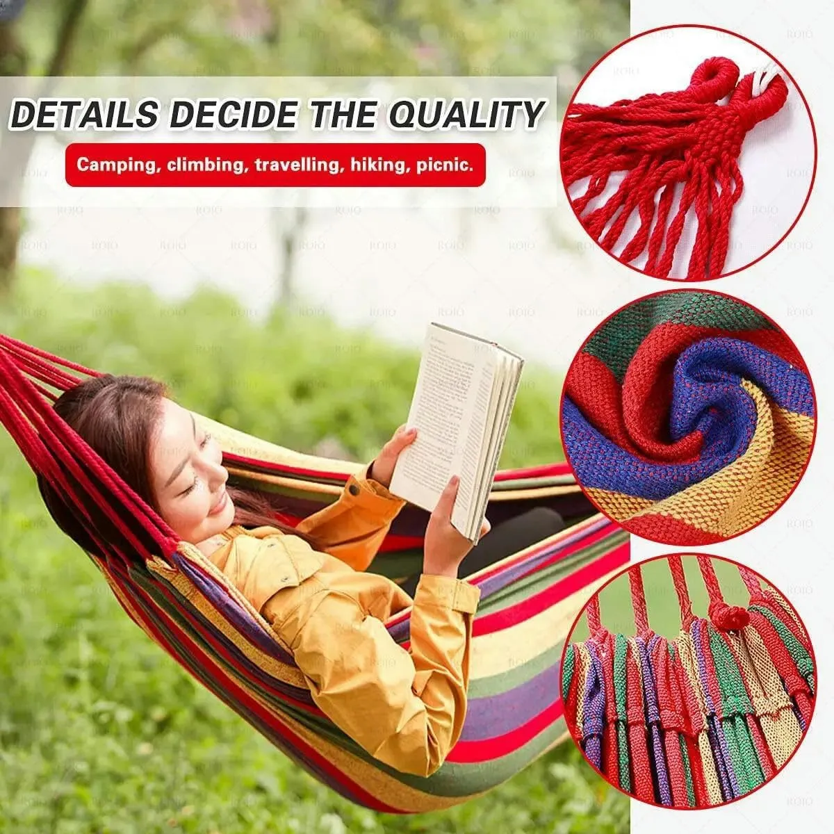 Camping Hammock Thickened Durable Fabric Canvas Single Hammocks Travel Swing Chair Hanging Bed