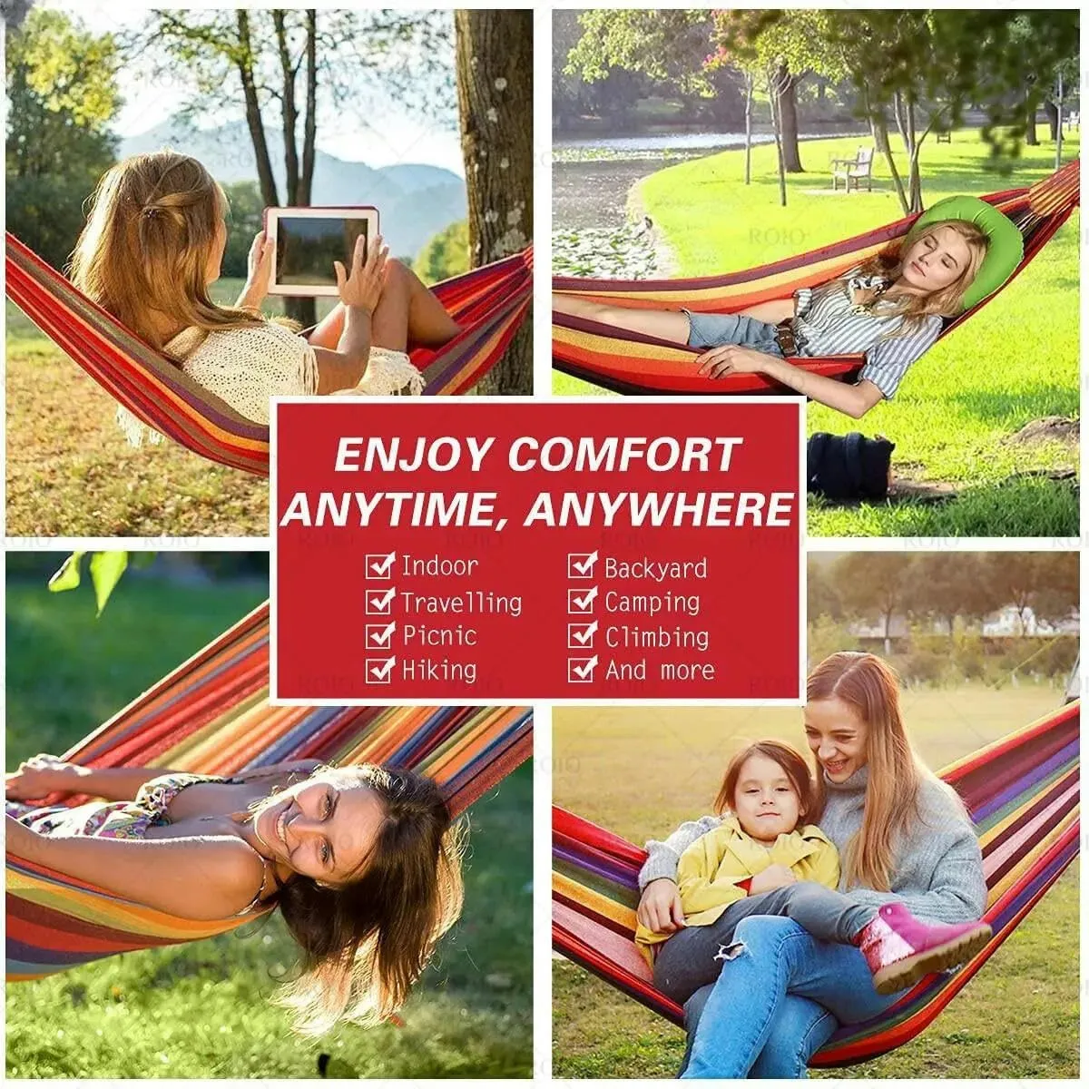 Camping Hammock Thickened Durable Fabric Canvas Single Hammocks Travel Swing Chair Hanging Bed
