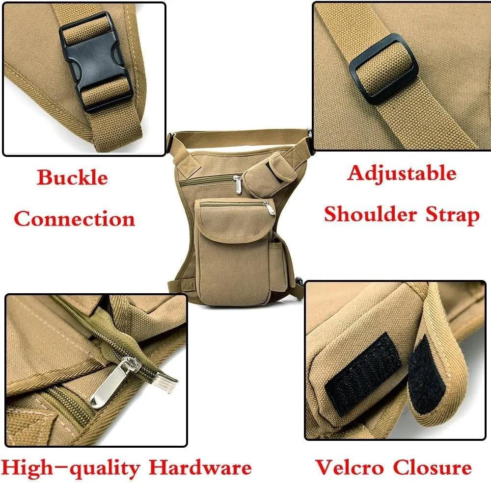 Canvas Hiking Waist Fanny Pack Tactical Drop Leg Bag Purse Running Waist Belt Hip Bag Outdoors Motorcycle Bike Cycling Pouch Shoulder Bag