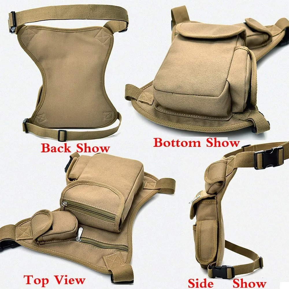 Canvas Hiking Waist Fanny Pack Tactical Drop Leg Bag Purse Running Waist Belt Hip Bag Outdoors Motorcycle Bike Cycling Pouch Shoulder Bag