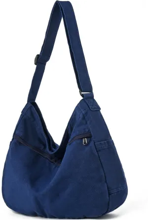 Canvas Hobo Crossbody Shoulder Tote Bag for Women and Men Large Purse Messenger Bag Travel Work Shopping