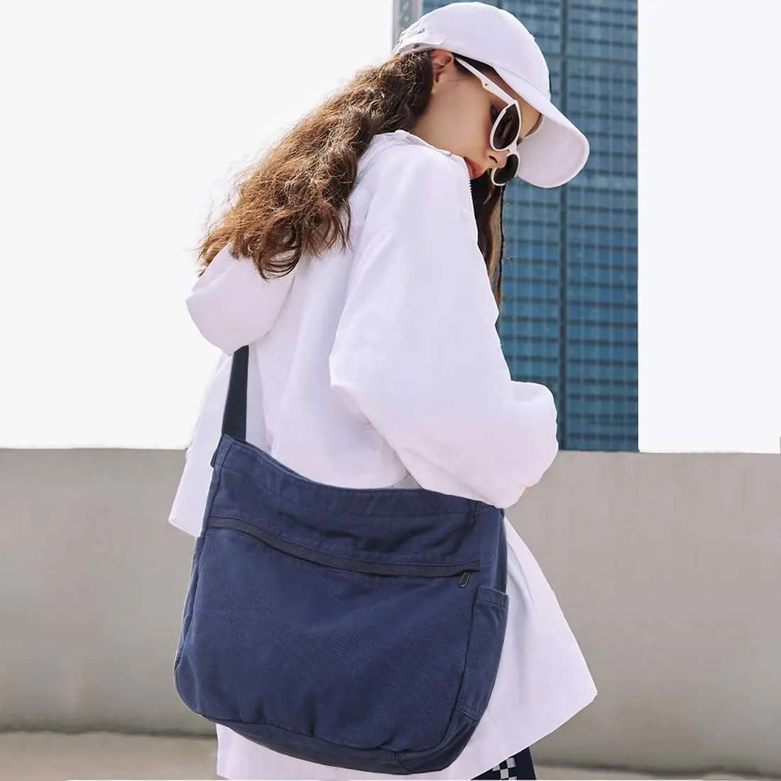 Canvas Hobo Crossbody Shoulder Tote Bag for Women and Men Large Purse Messenger Bag Travel Work Shopping