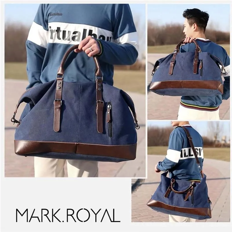 Canvas Leather Men Travel Bags Carry On Luggage Bag Men Duffel Bag Handbag Travel Tote Large Weekend Bag Dropshipping(Black Large)