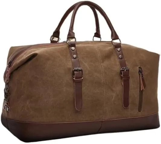 Canvas Leather Men Travel Bags Carry On Luggage Bag Men Duffel Bag Handbag Travel Tote Large Weekend Bag Dropshipping(Black Large)