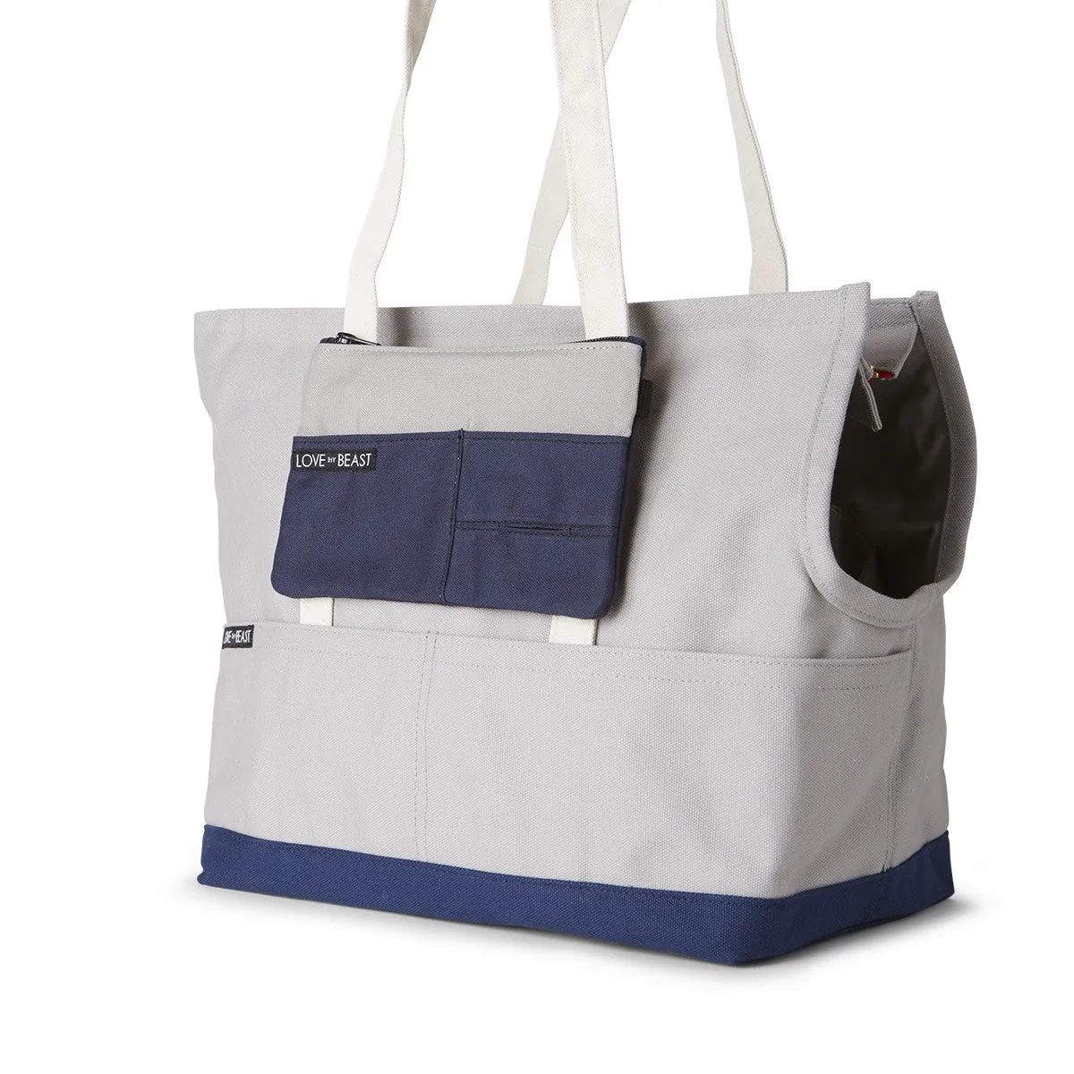 Canvas Pouch Navy - Cross body   Pet Tote Attachment