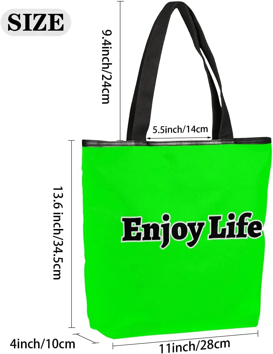 Canvas Tote Bag for Women Men Enjoy Life, Grey Canvas Handbag Shoulder Tote Bag