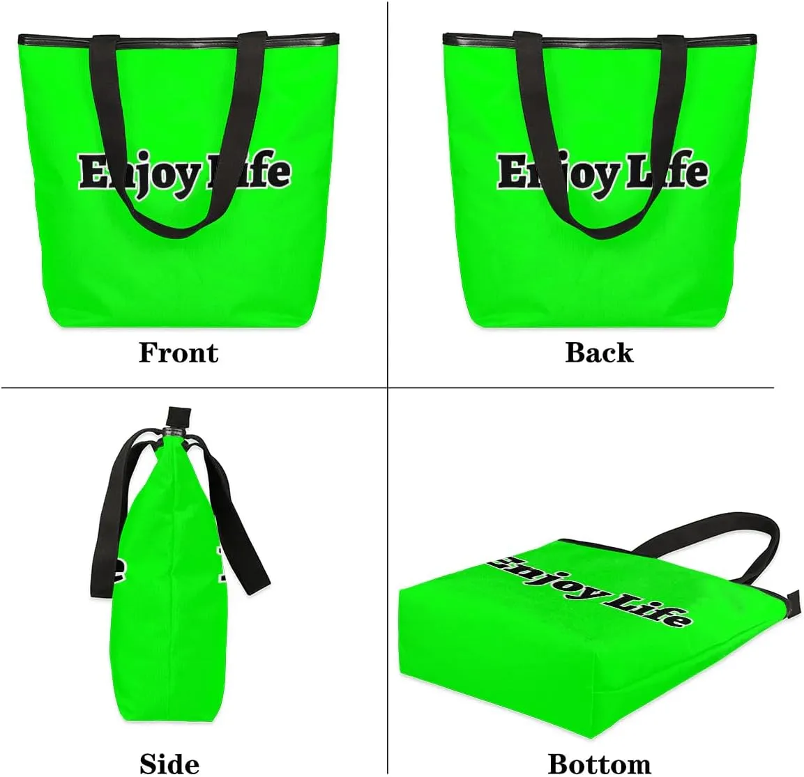 Canvas Tote Bag for Women Men Enjoy Life, Grey Canvas Handbag Shoulder Tote Bag
