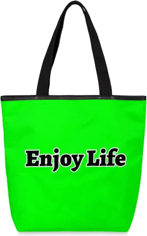 Canvas Tote Bag for Women Men Enjoy Life, Grey Canvas Handbag Shoulder Tote Bag