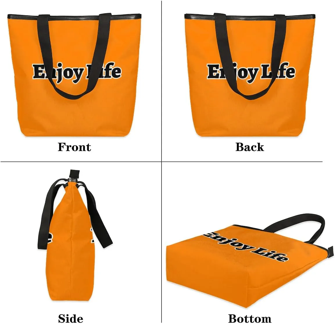 Canvas Tote Bag for Women Men Enjoy Life, Grey Canvas Handbag Shoulder Tote Bag