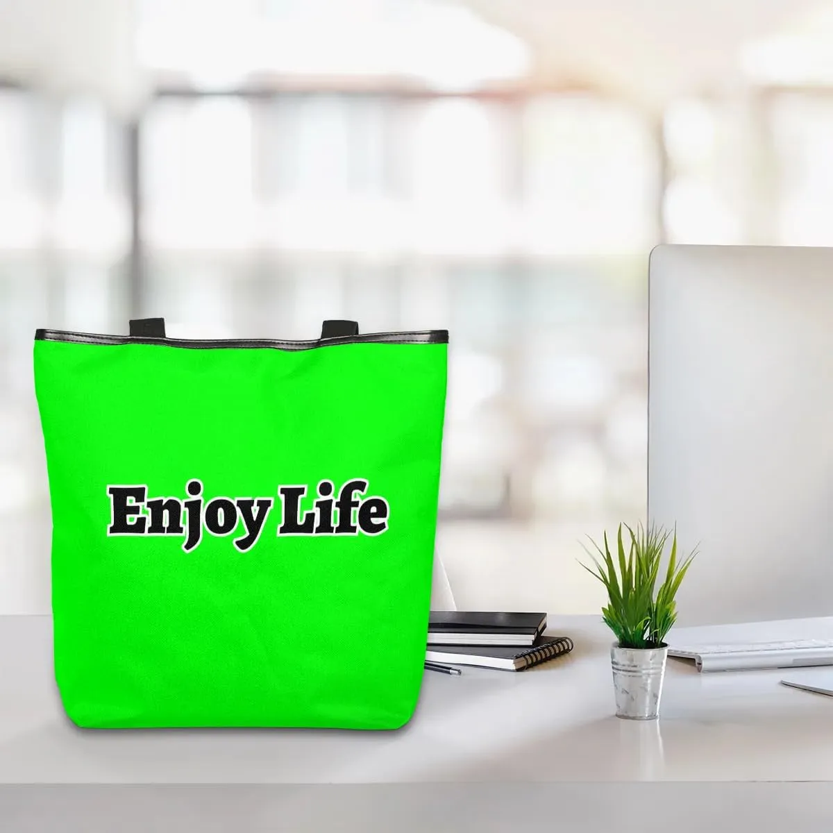 Canvas Tote Bag for Women Men Enjoy Life, Grey Canvas Handbag Shoulder Tote Bag