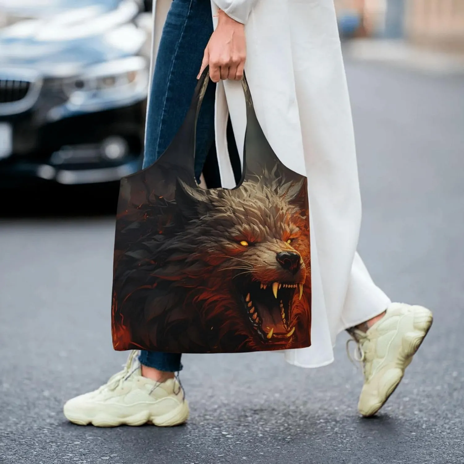 Canvas Tote Bag Lightweight Reusable Grocery Shopping Bag Yellow Flowers Handbag for Women Men
