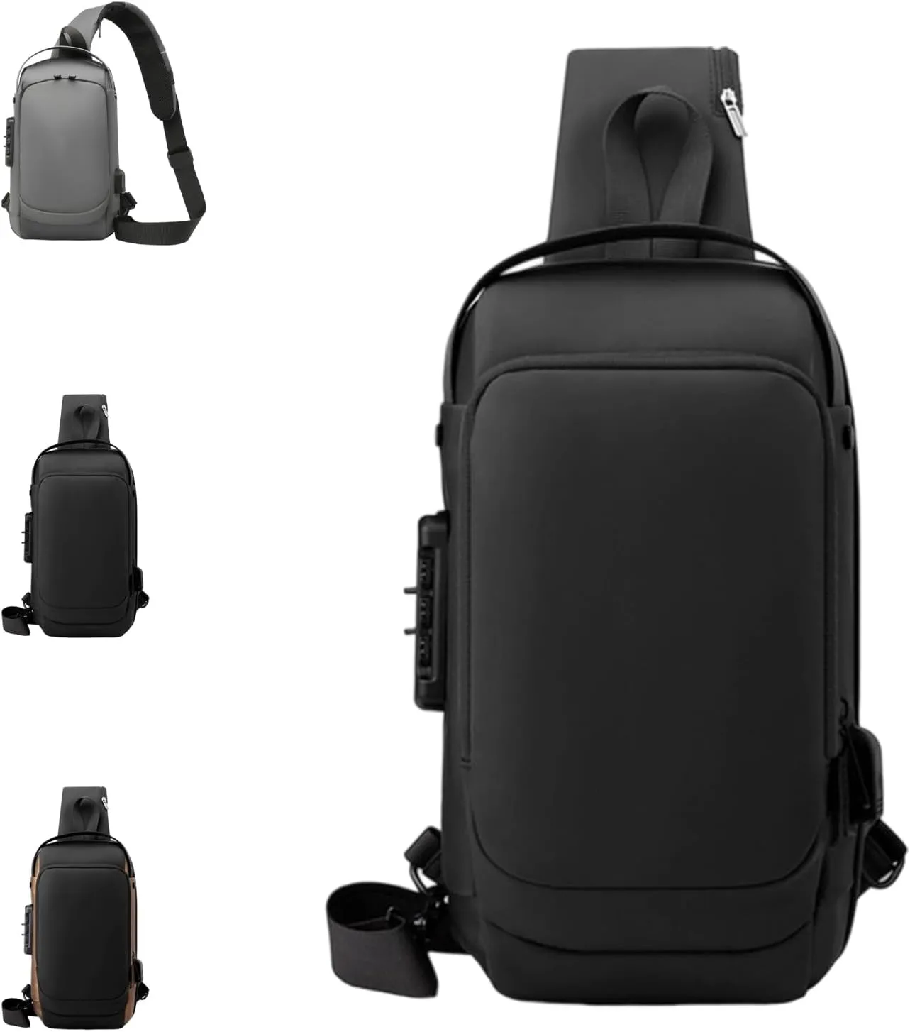 Carbon Fiber Streamline Anti-theft Sling Bag, USB Charging Sport Sling, Sport Waterproof Shoulder Bag, for Travel Gym Sports (black)