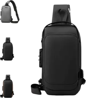 Carbon Fiber Streamline Anti-theft Sling Bag, USB Charging Sport Sling, Sport Waterproof Shoulder Bag, for Travel Gym Sports (black)