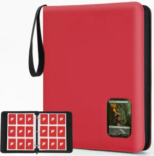 Card Binder 9 Pocket, Trading Card Binder with Clear Window Design, 720 Double Sided Pocket PU Collection Binder, Card Albums for MTG, TCG, and Sports Cards(Red)