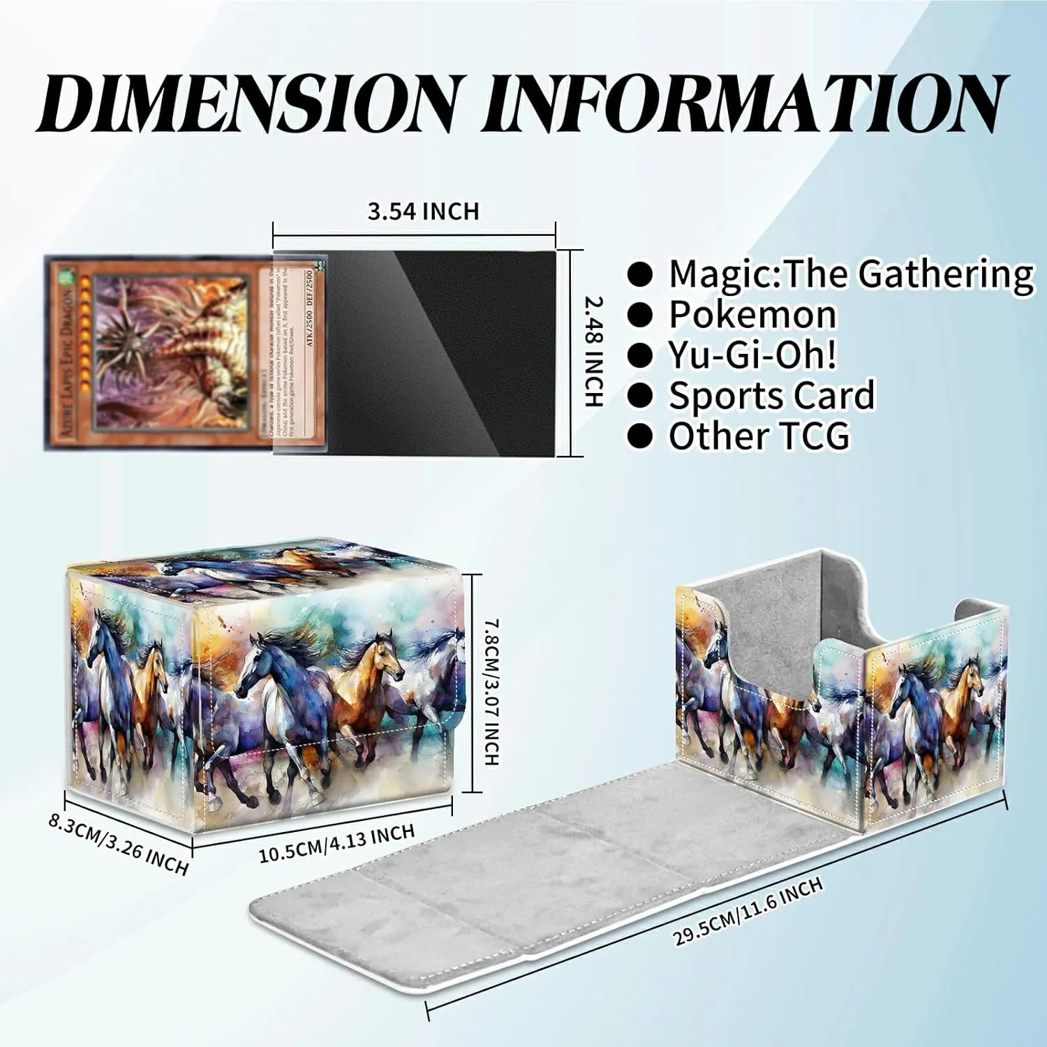 Card Deck Box for Trading Cards Commander Deck Box Card Storage Box with Strong Magnet Magic Premium Gathering Deck Box Cover for TCG CCG Magic Cards,Horses Running