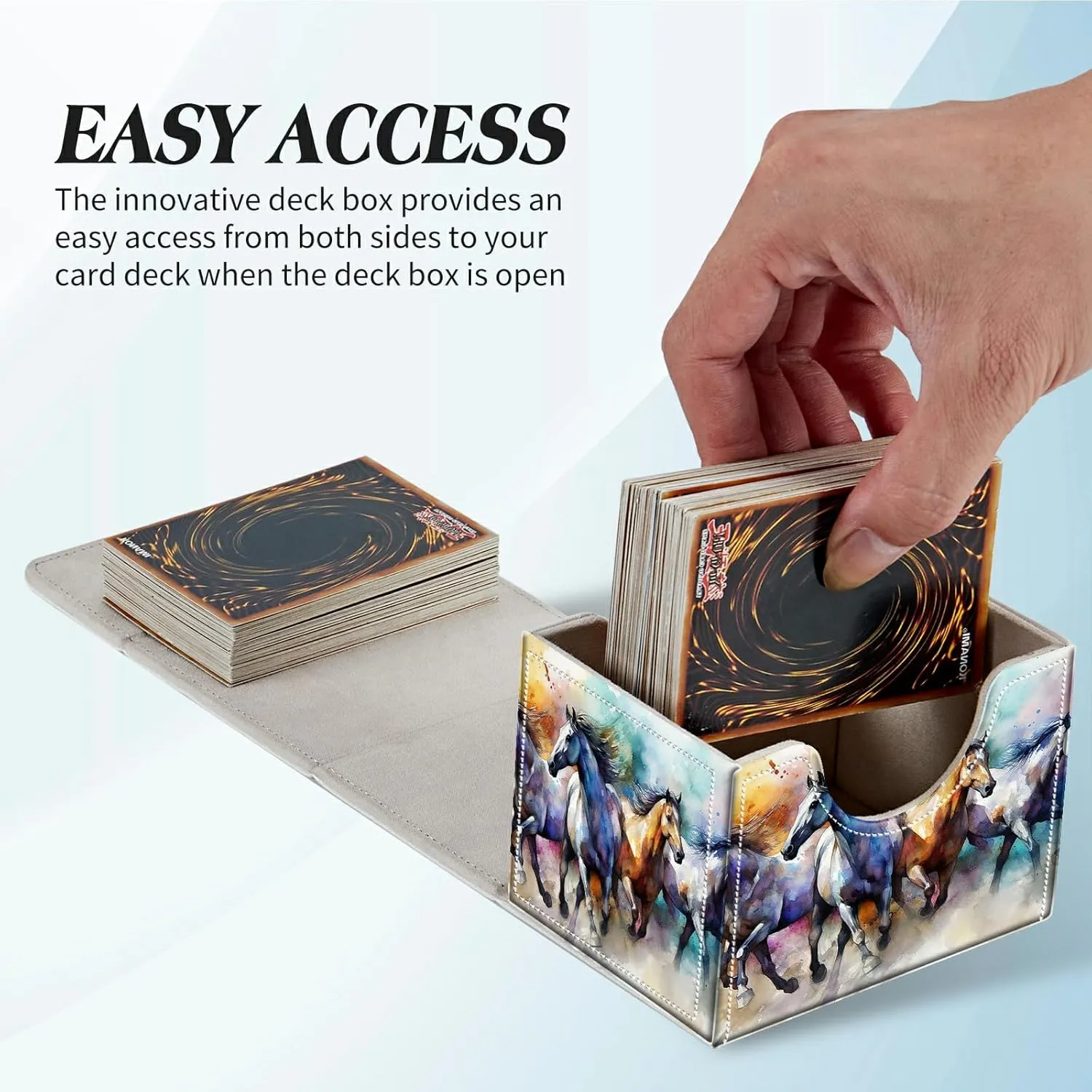 Card Deck Box for Trading Cards Commander Deck Box Card Storage Box with Strong Magnet Magic Premium Gathering Deck Box Cover for TCG CCG Magic Cards,Horses Running